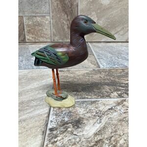 Vintage Style Hand Painted Shorebird Heron Figurine Rustic Coastal Decor 6.5"